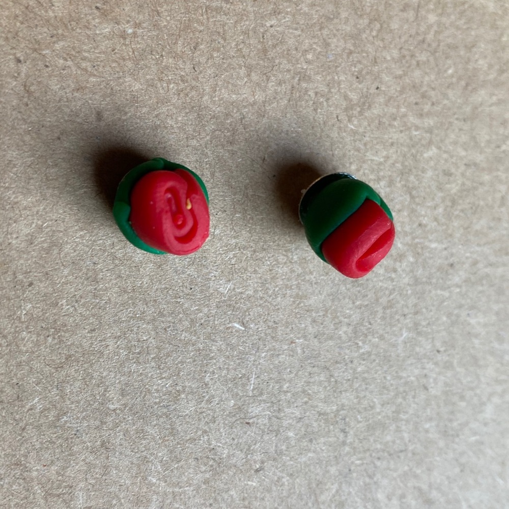 Clay rose earring studs
